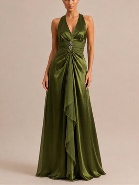 kay unger halter dress Kay Unger New York Carolina Floral Printed Mikado Halter Gown